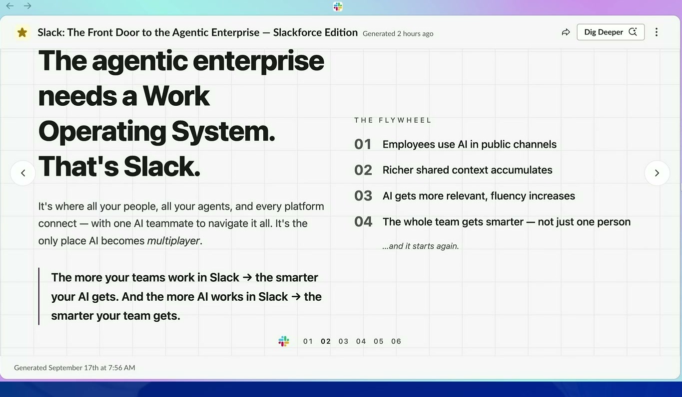 A web page inside Slack