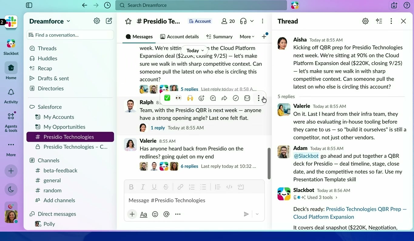 A team creates materials with Slackbot