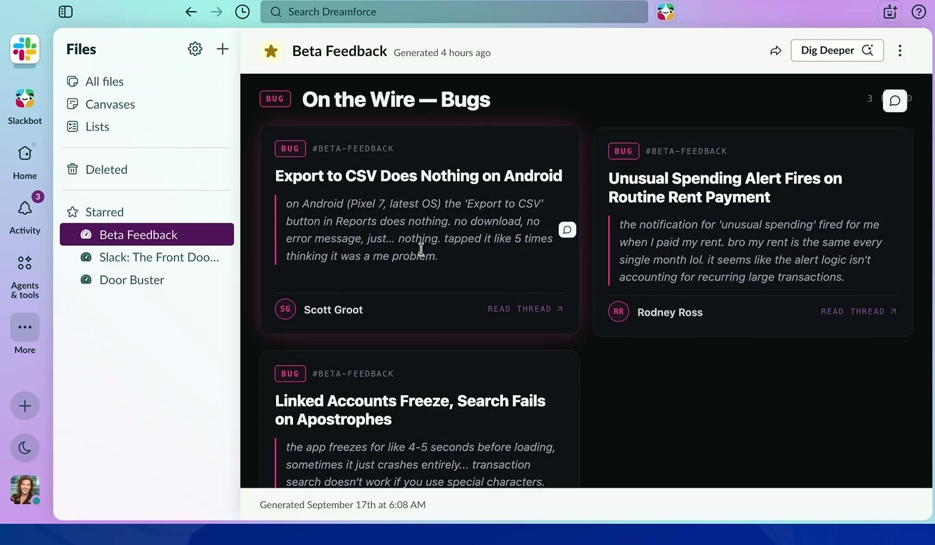 A report summarizing feedback